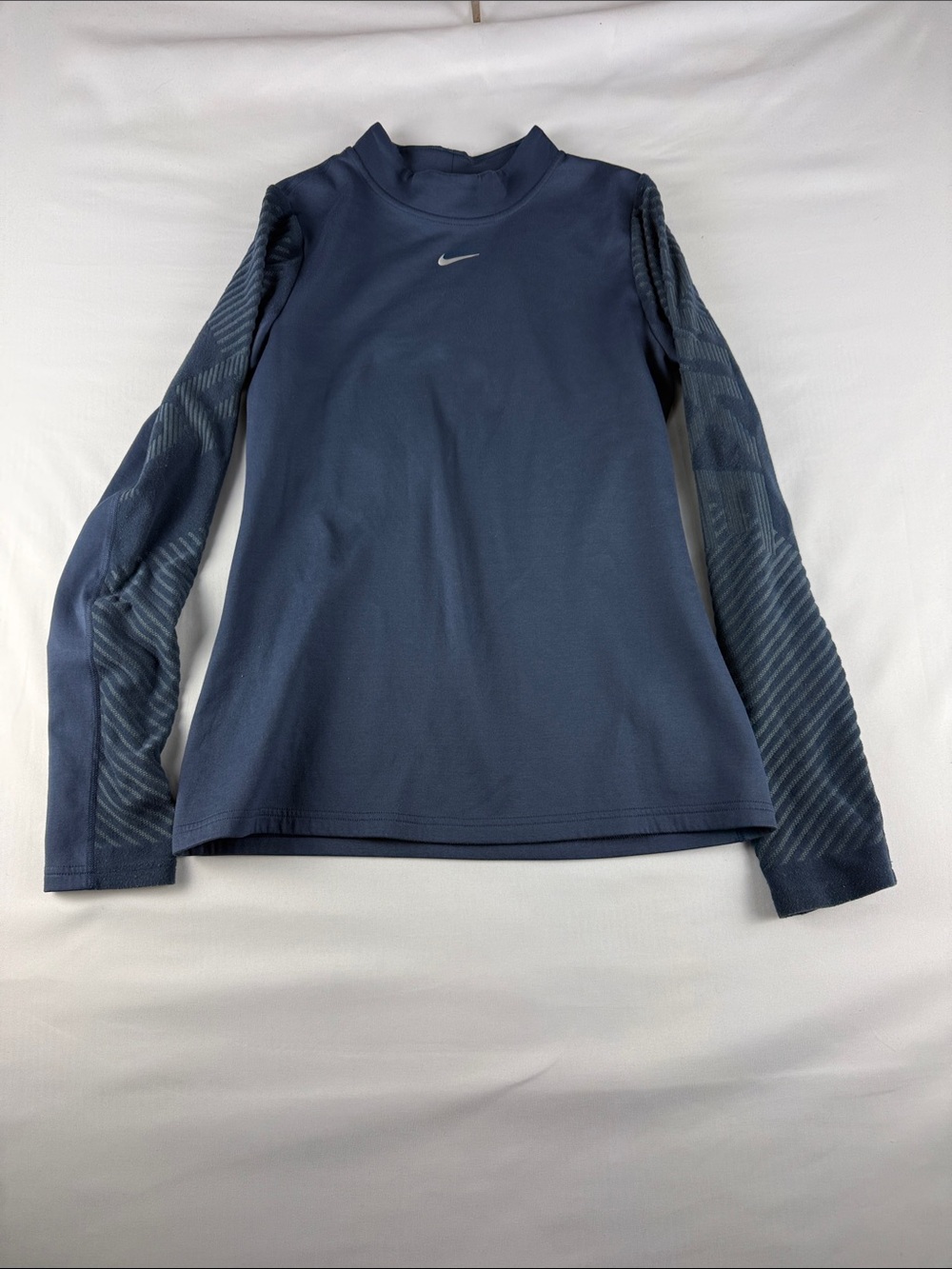 Nike Pro Therma-FIT Navy Green Stripe Performance Top Women's Large Like New